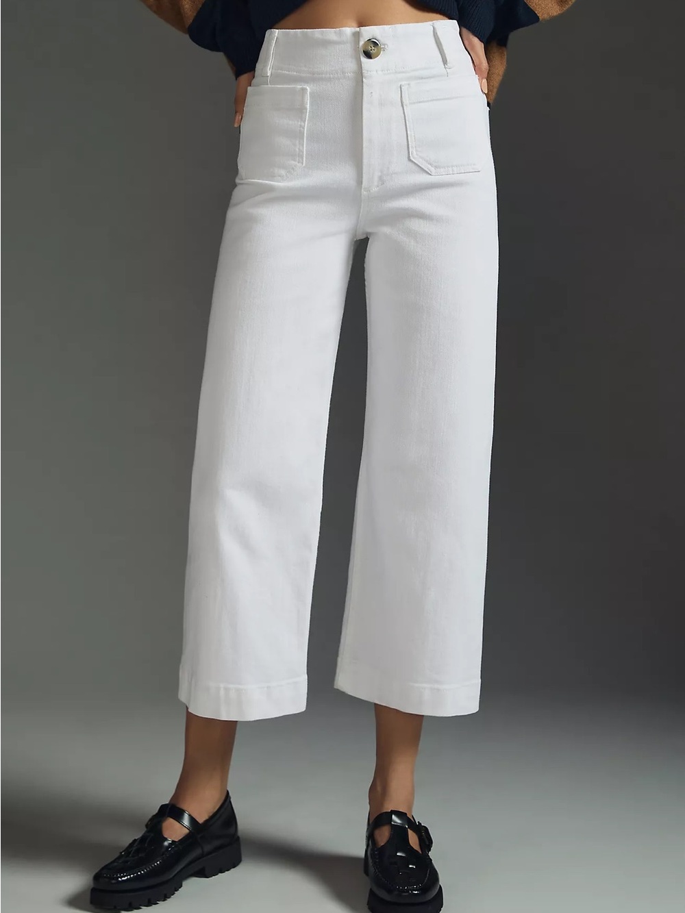 NWT Pilcro The Skipper Cropped Wide Leg Jeans High Waist Colette White Size 27